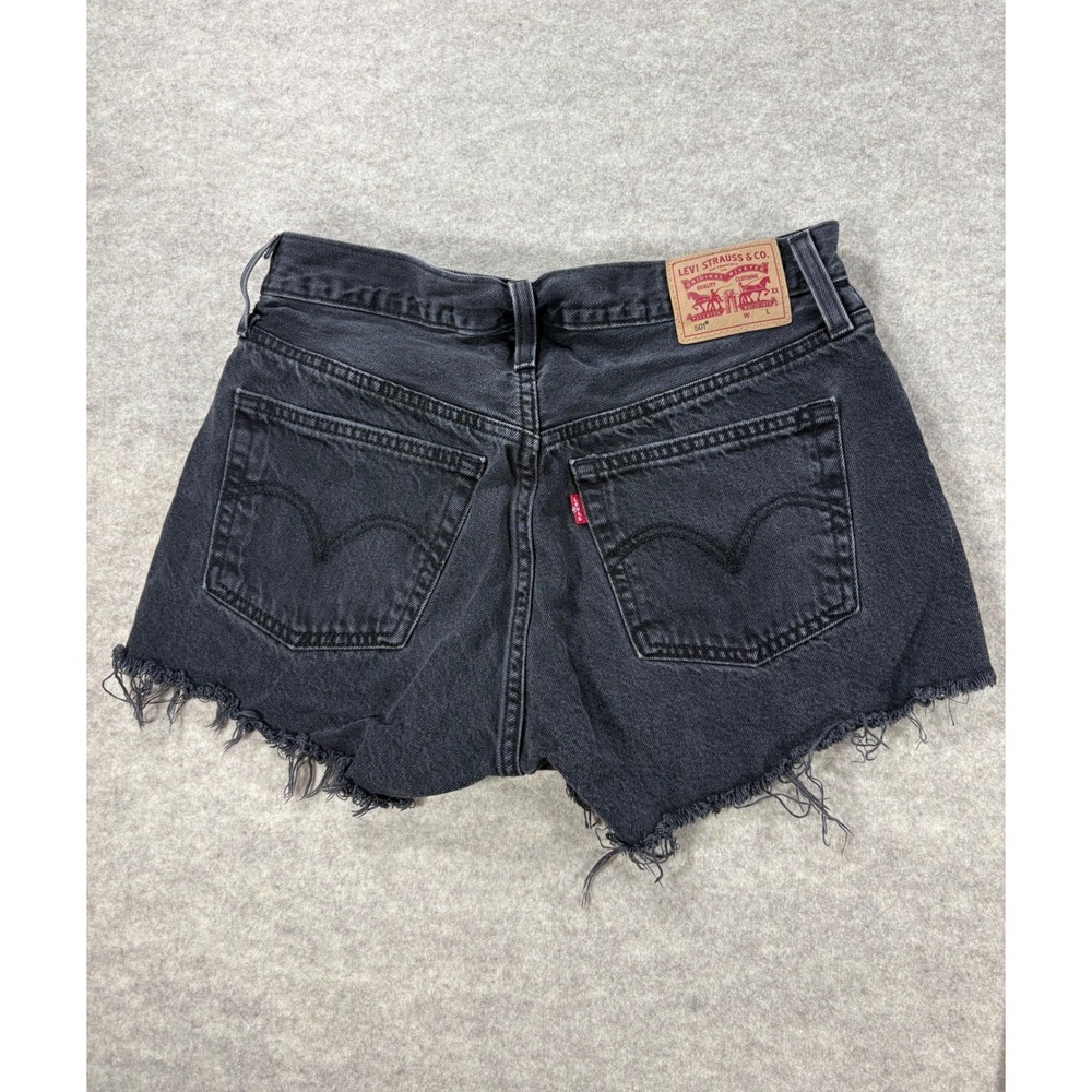 Levis 501 Original High Rise Cut Off Denim Shorts Black 56327-0112 W28